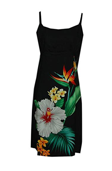 Jade Fashions Inc. Women Rayon Hawaiian Short Black Tropical Flower ...